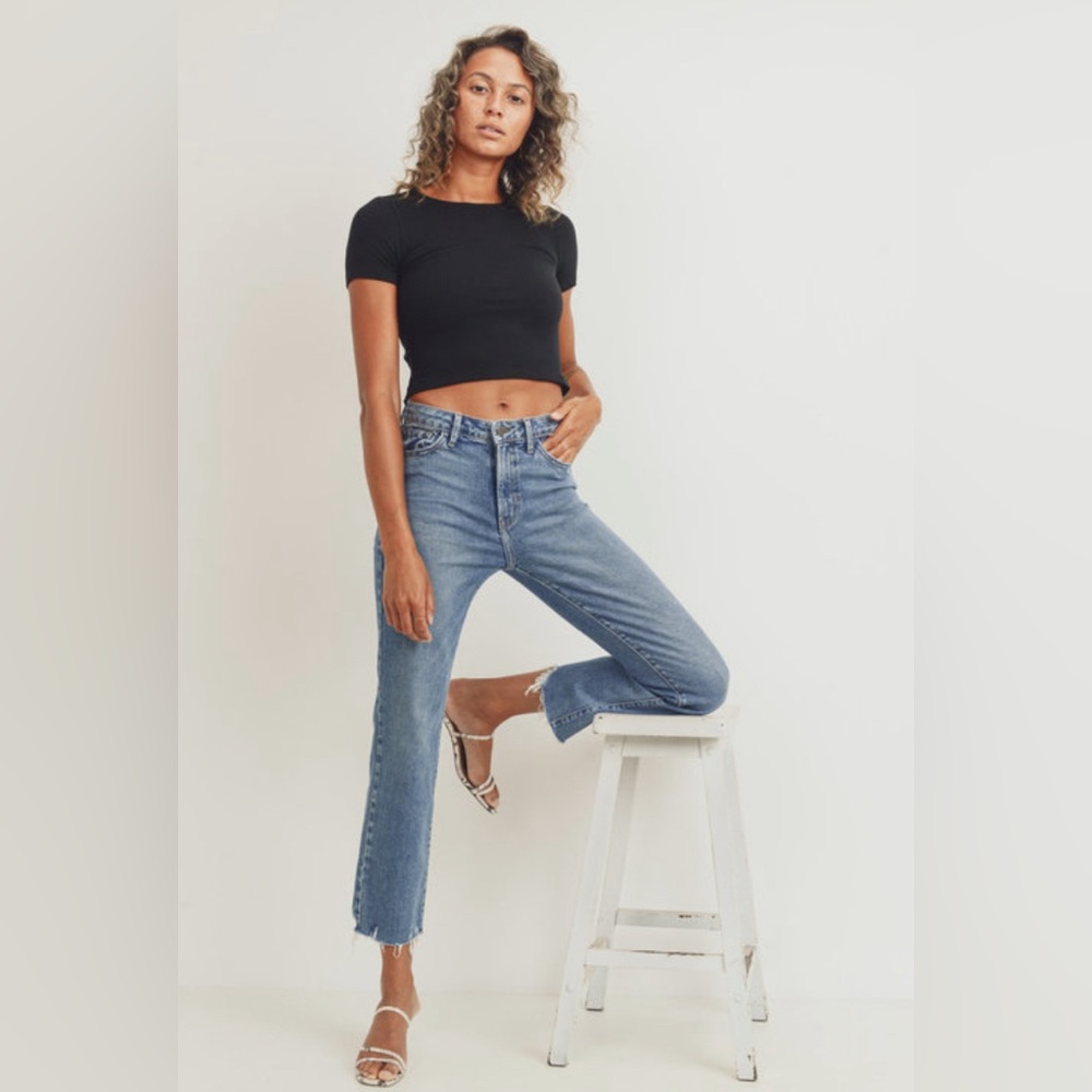 JUST BLACK DENIM High-Rise Straight Cropped Jeans